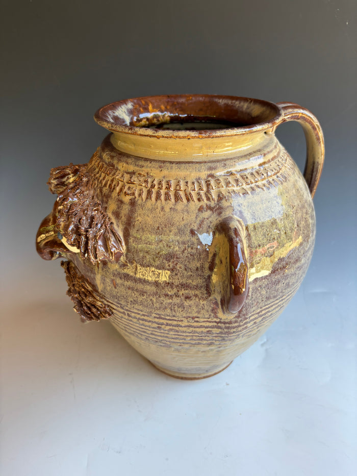 11" Jon Saunders Face Jug Jar