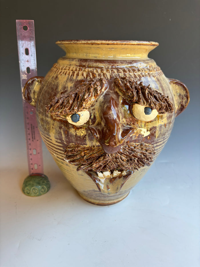 11" Jon Saunders Face Jug Jar