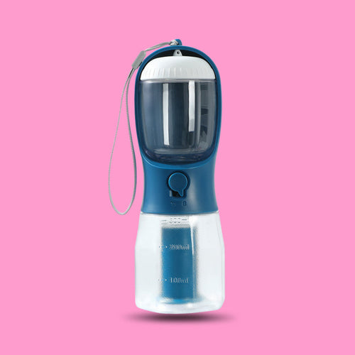3-in-1 Portable Dog Water Bottle, Food Container & Waste Bag Dispenser