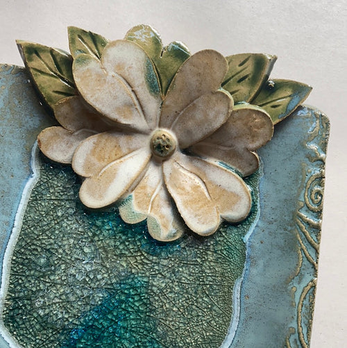 6" Square Tray with Hand Made Flower
