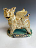 7" tall When Pigs fly sculpture by Crystal King