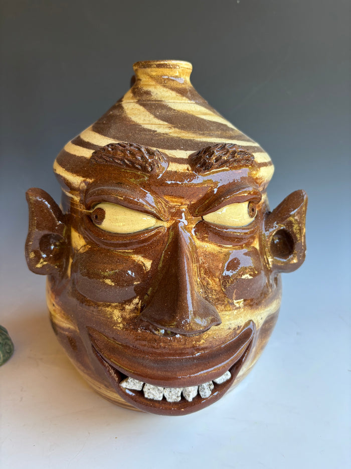 8" Wayne Hewell Swirl Face Jug