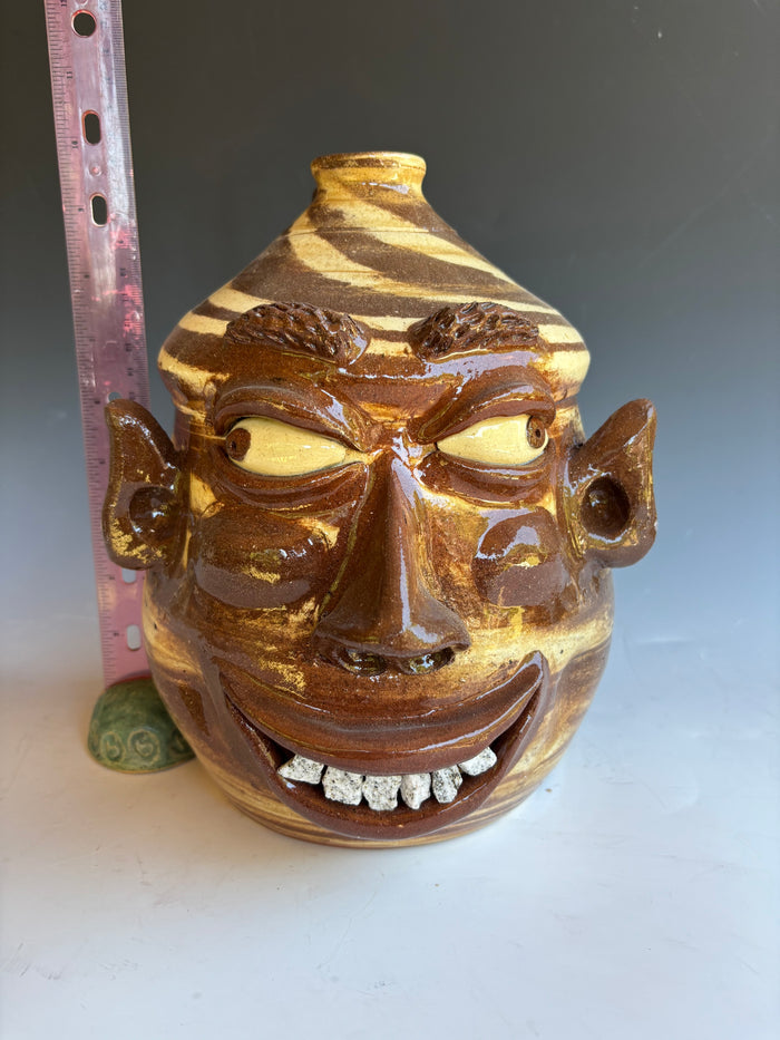 8" Wayne Hewell Swirl Face Jug