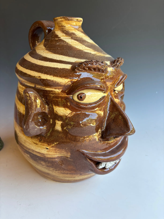 8" Wayne Hewell Swirl Face Jug