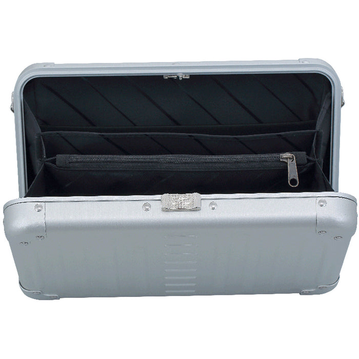 Aleon Aluminum Large Personal Cross Body - Frontside Open Platinum