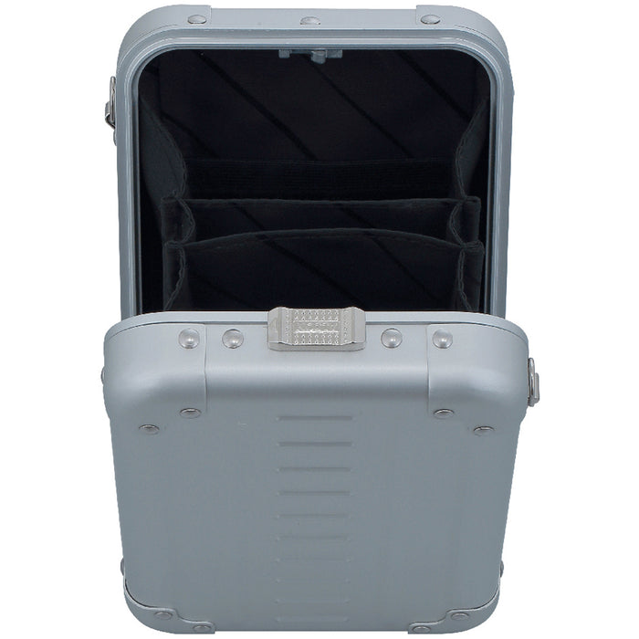 Aleon Aluminum Vertical Mini Cross Body - Straight on Open Platinum
