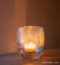 all that glitters - spark | one silver glitter, hand-blown glass votive candle holder