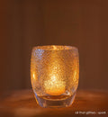 all that glitters - spark | one white glitter, hand-blown glass votive candle holder