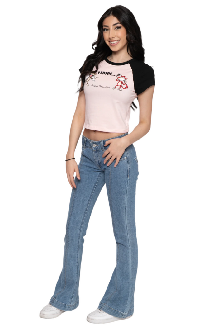 Angel Devil - Bobby Jack Crop Raglan Top - Pink