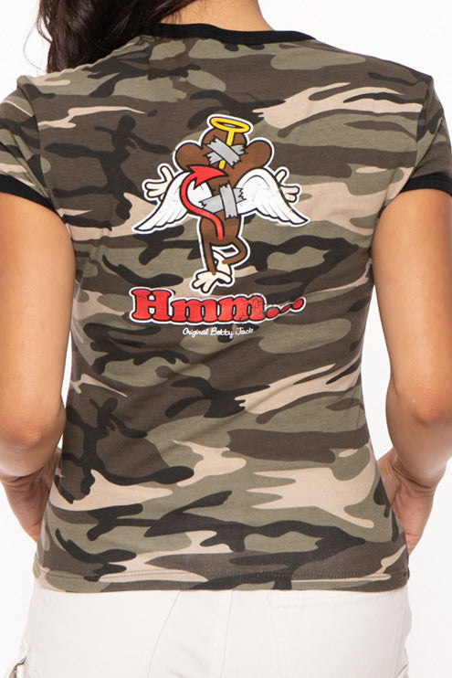 Angelic - Bobby Jack Ringer Top (Front + Back Print) - Camo