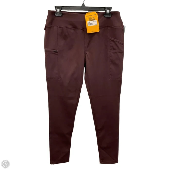 Athletic Leggings By Carhartt In Maroon, Size: M