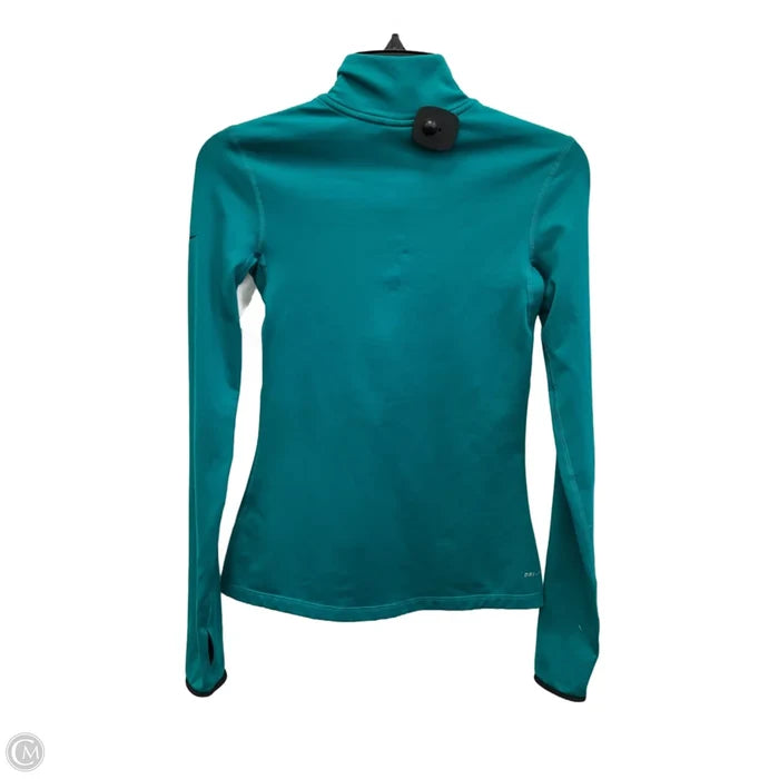 Athletic Top Long Sleeve Collar By Nike In Blue, Size: S
