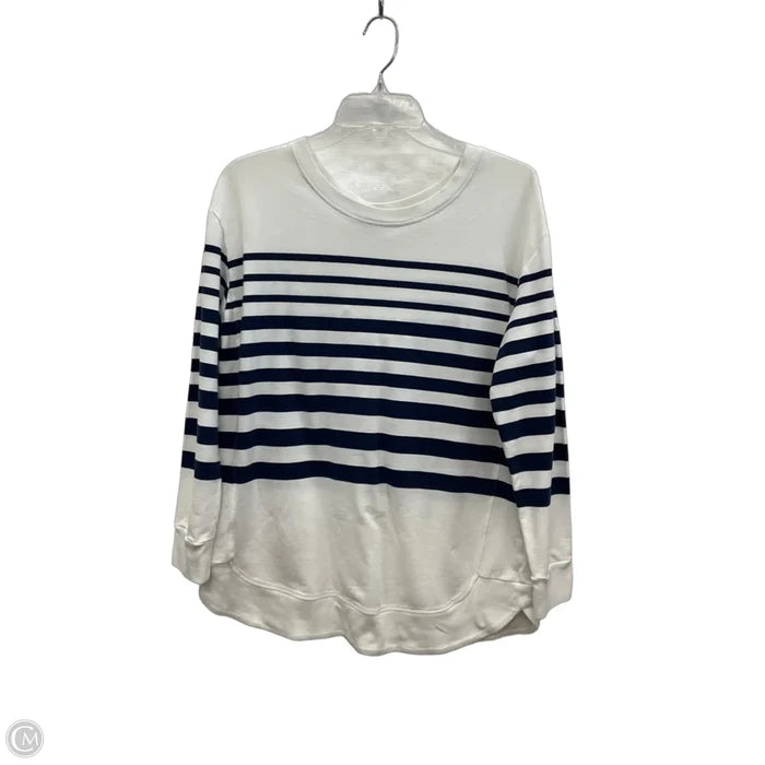 Athletic Top Long Sleeve Crewneck By Chicos In Blue & White, Size: M