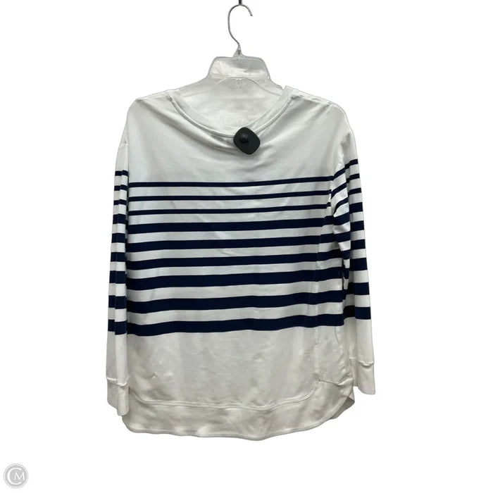 Athletic Top Long Sleeve Crewneck By Chicos In Blue & White, Size: M