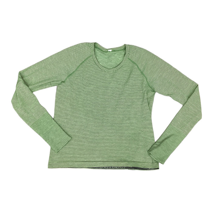 Athletic Top Ls Crewneck By Lululemon In Green & Grey, Size:L