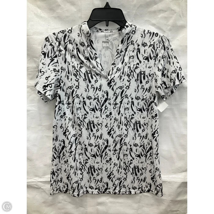 Athletic Top Short Sleeve By Puma In Black & White, Size: S