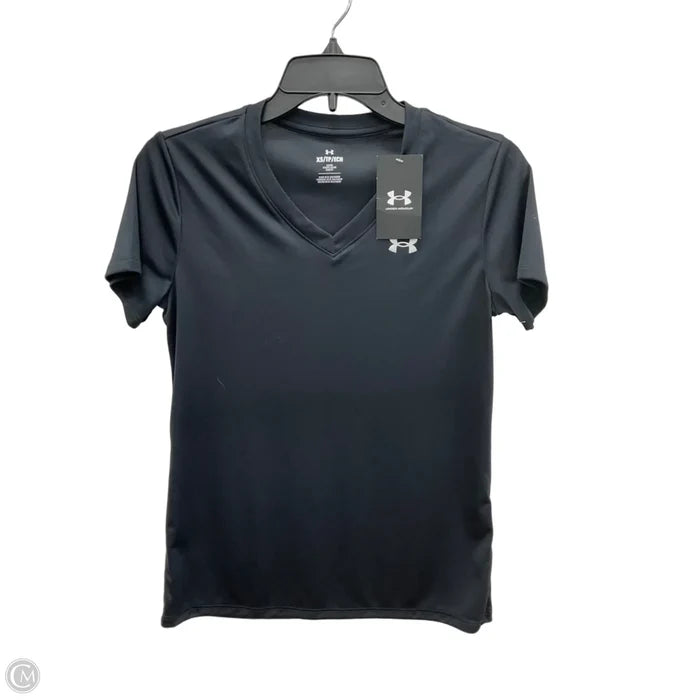 Athletic Top Short Sleeve By Under Armour In Black, Size: Xs