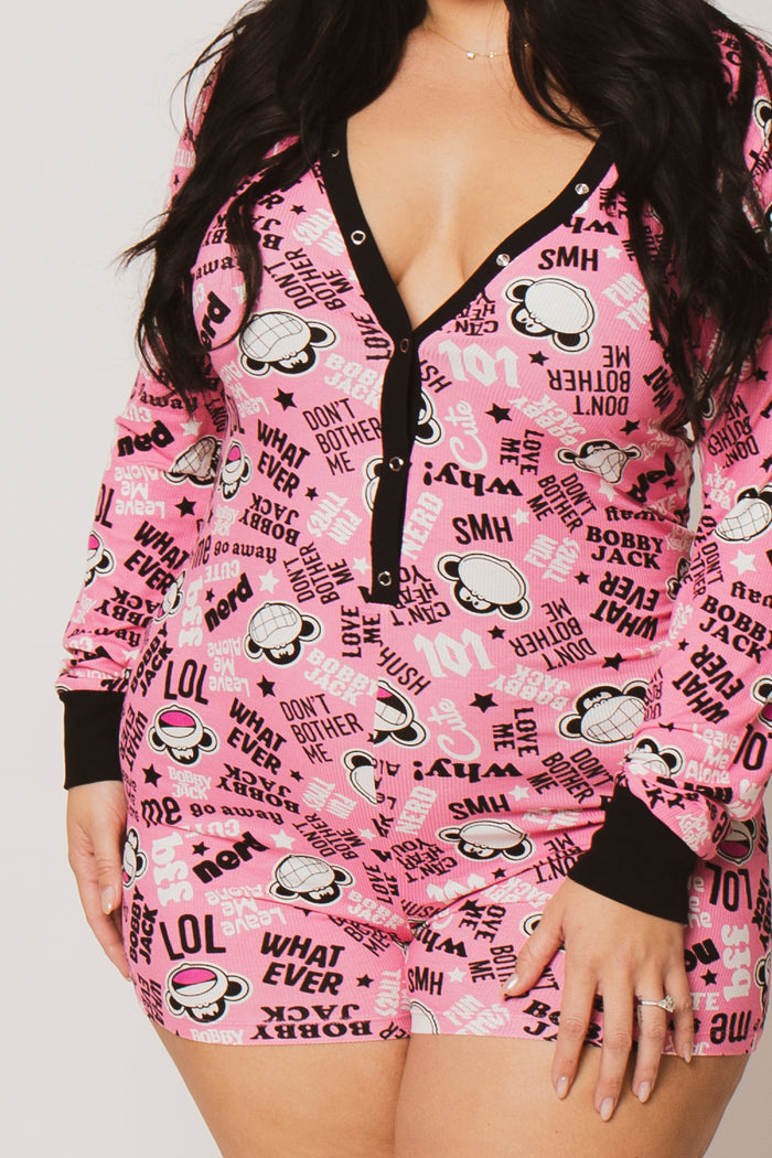 Attitude  - Bobby Jack Pajama Onesie - Pink