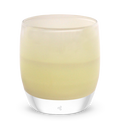 auntie peachy yellow hand-blown glass votive candle holder