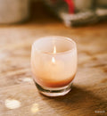 beach sandcastle tan hand-blown glass votive candle holder