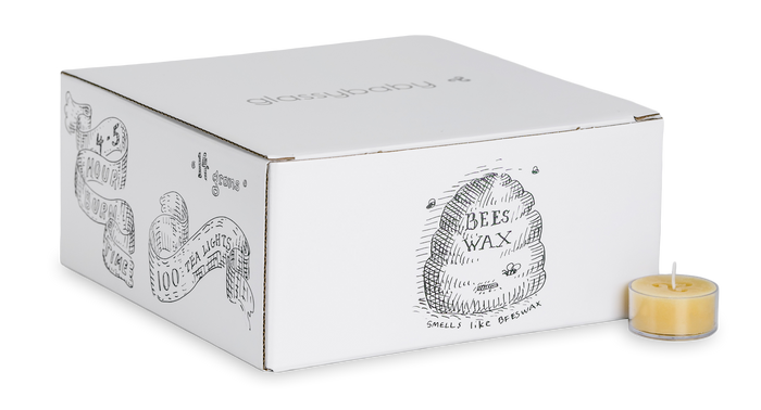 box of 100 beeswax tealight candles
