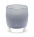 beluga light gray hand-blown glass votive candle holder.