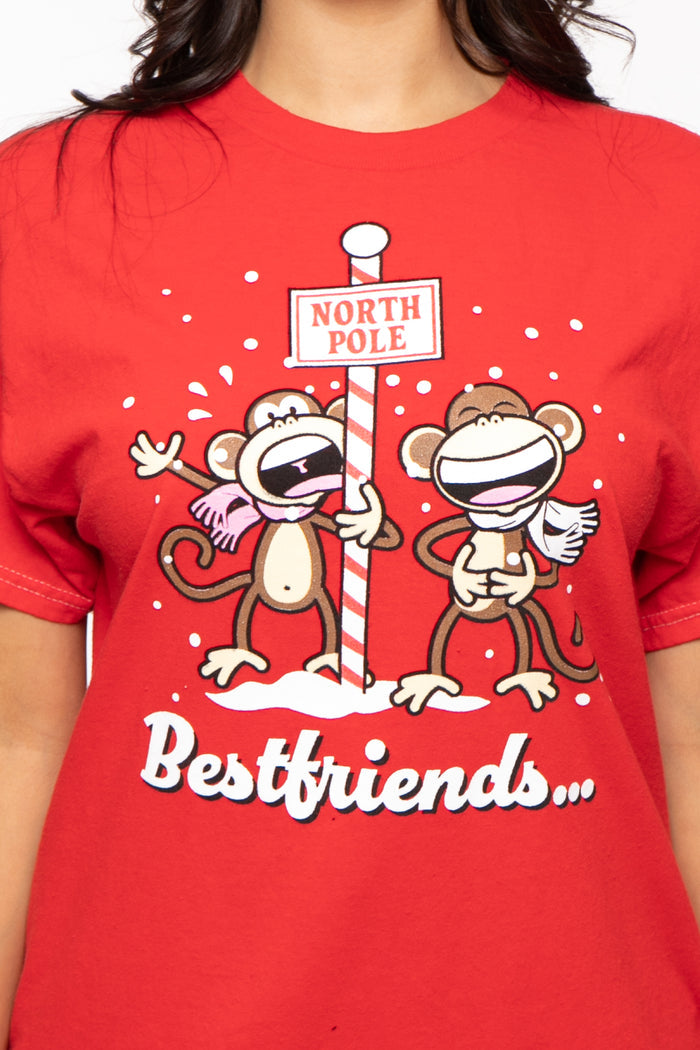 Best Friends - Bobby Jack Holiday Boyfriend T-Shirt - Red