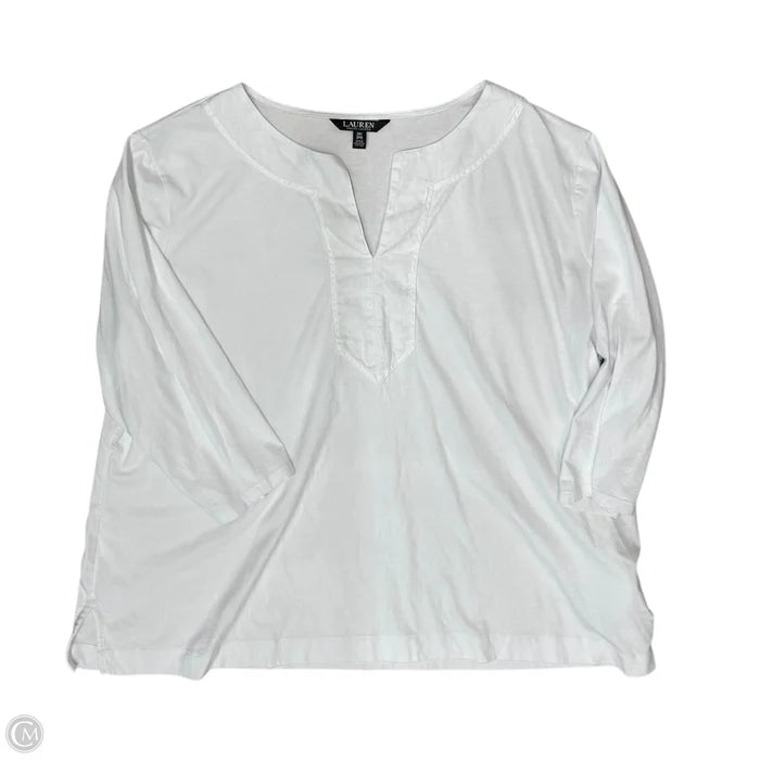 Blouse 3/4 Sleeve By Lauren By Ralph Lauren In White, Size: 3x