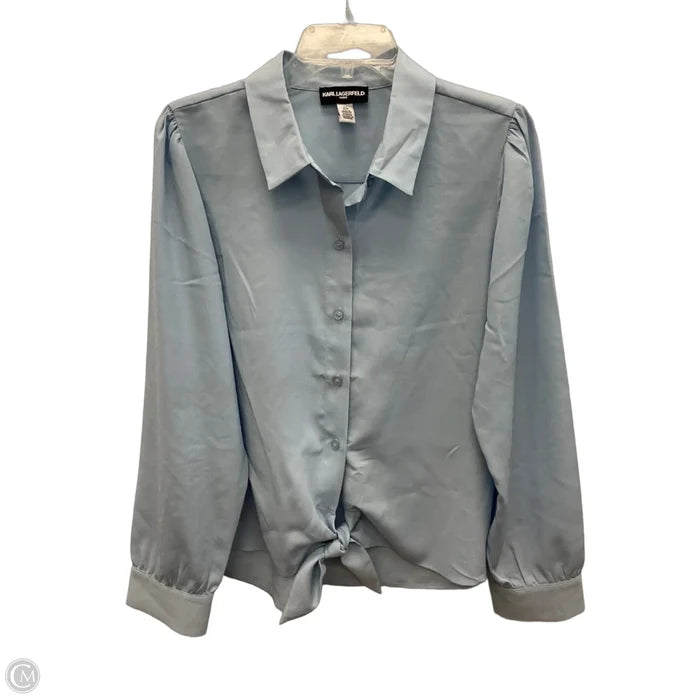 Blouse Designer By Karl Lagerfeld In Blue, Size: L