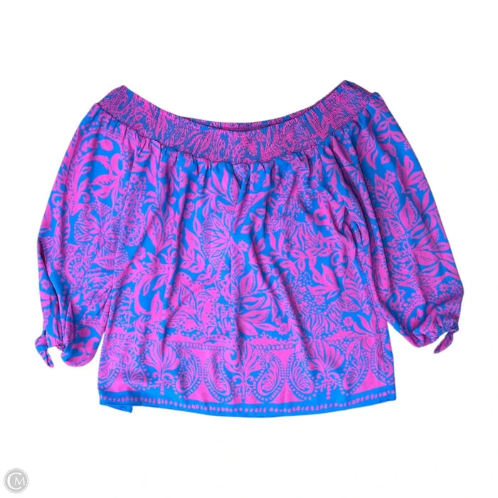 Blouse Designer By Lilly Pulitzer In Blue & Pink, Size: M