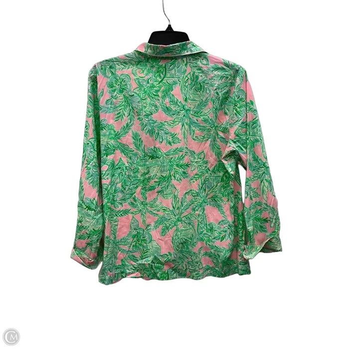 Blouse Designer By Lilly Pulitzer In Green & Pink, Size: L