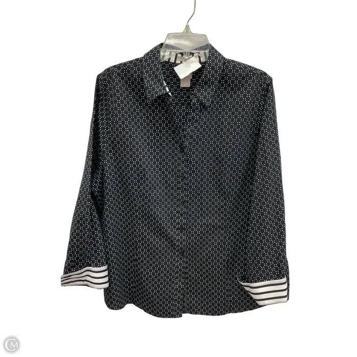 Blouse Long Sleeve By Chicos In Polkadot Pattern, Size: Xl