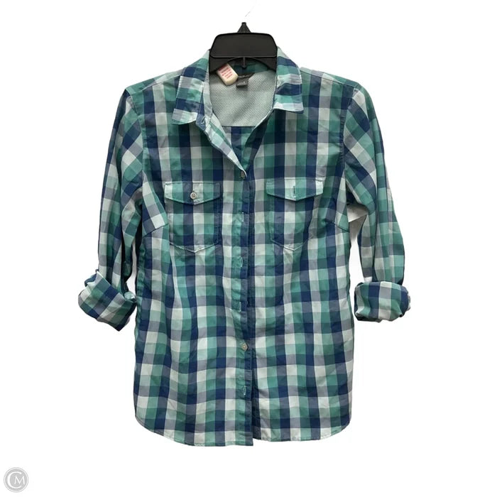 Blouse Long Sleeve By Eddie Bauer In Plaid Pattern, Size: S