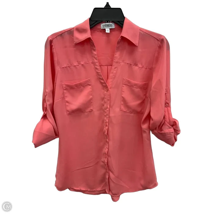 Blouse Long Sleeve By Express In Pink, Size: Sp