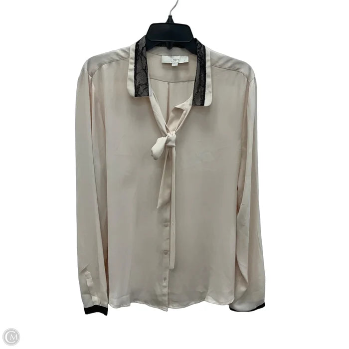 Blouse Long Sleeve By Loft In Cream, Size: Xl