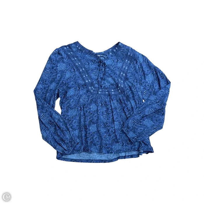 Blouse Long Sleeve By Lucky Brand In Blue, Size: S