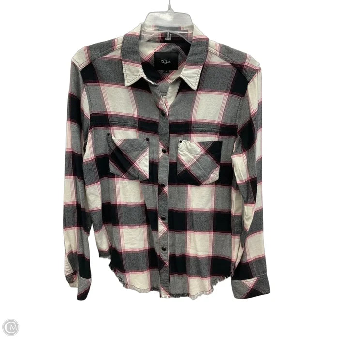 Blouse Long Sleeve By Rails In Black & White, Size: S