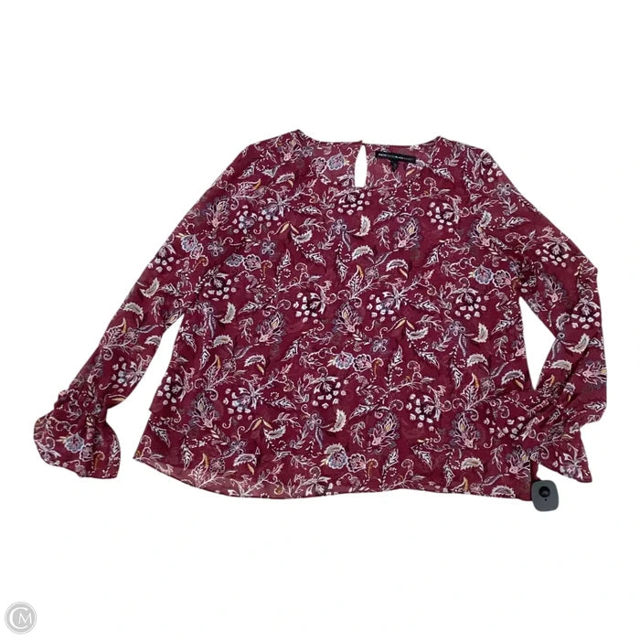 Blouse Long Sleeve By White House Black Market In Maroon, Size: Xl