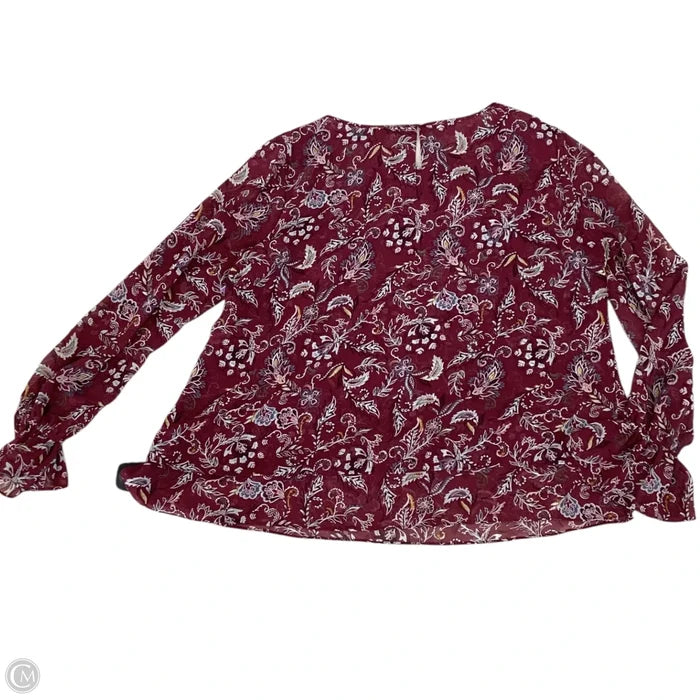 Blouse Long Sleeve By White House Black Market In Maroon, Size: Xl