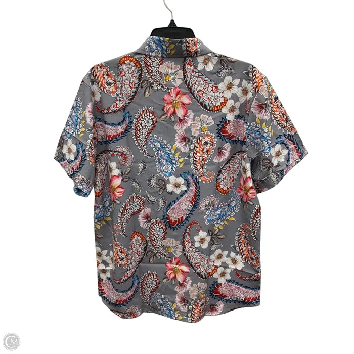 Blouse Short Sleeve By Cme In Grey, Size: M