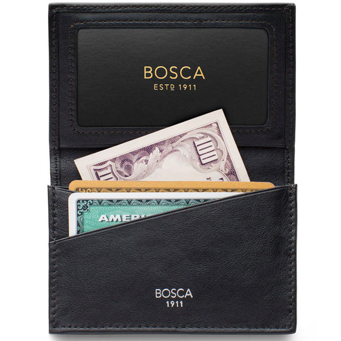 Bosca Nappa Vitello Gusset 2 Pocket Card Case w/ID - RFID - Lexington Luggage