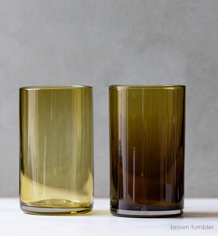 brown tumblers hand-blown drinking glass