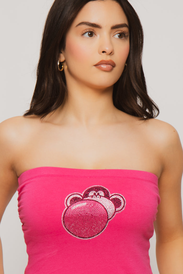 Bubble Head - Bobby Jack Rhinestone Tube Top - Fuchsia