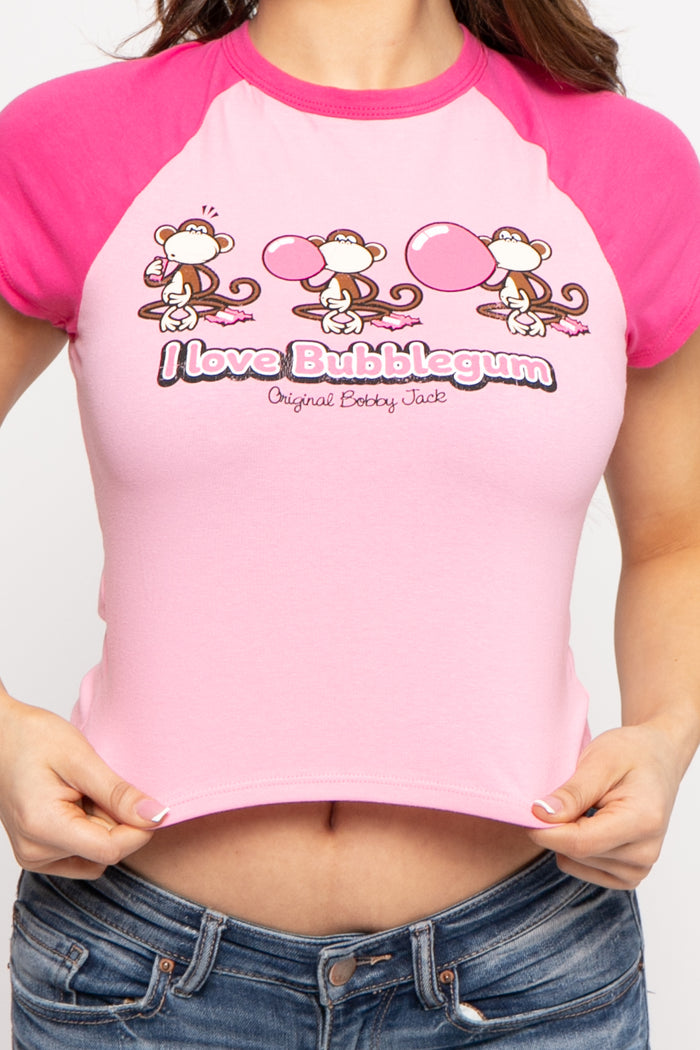 Bubblegum - Bobby Jack Crop Raglan Top - Pink