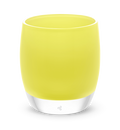 canary yellow hand-blown glass votive candle holder