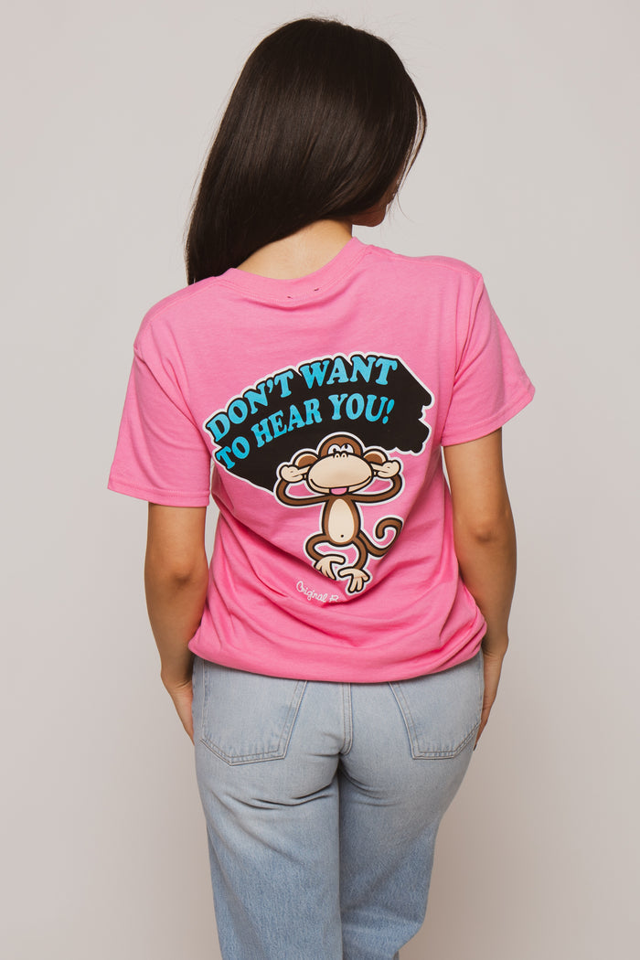 Can't Hear You  - Bobby Jack Boyfriend Rhinestone T-Shirt -Pink