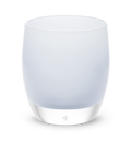 cashmere white with touch of blue hand-blown glass votive candle holder.