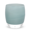 castle in the sky, grey hand-blown glass votive candle holder.
