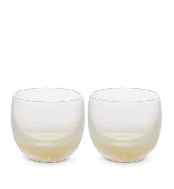champagne drinker set, ivory translucent, hand-blown drinking glasses