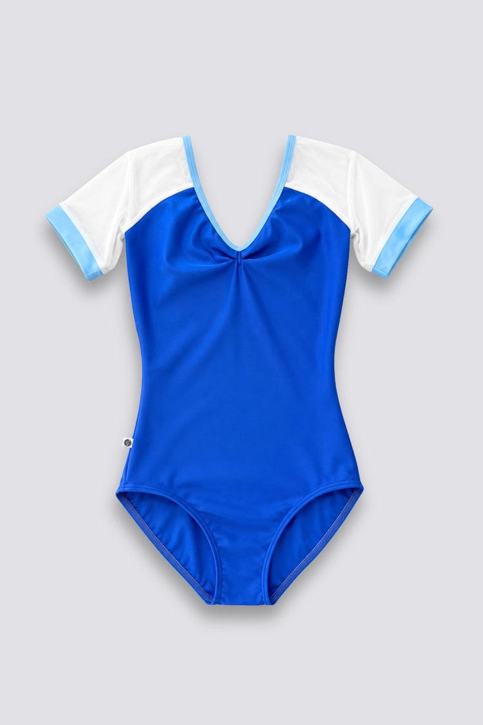 CHLOE Short Sleeve Leotard in Motley · Bluetide